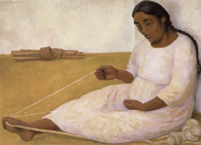 Diego Rivera indian spinning